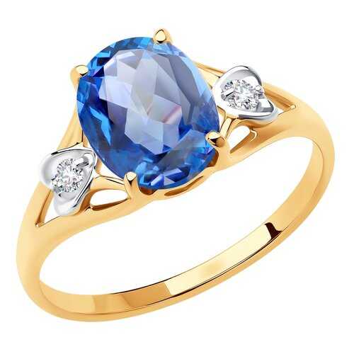 Кольцо женское SOKOLOV из золота с топазом и фианитами Swarovski 715924 р.19 в Золла