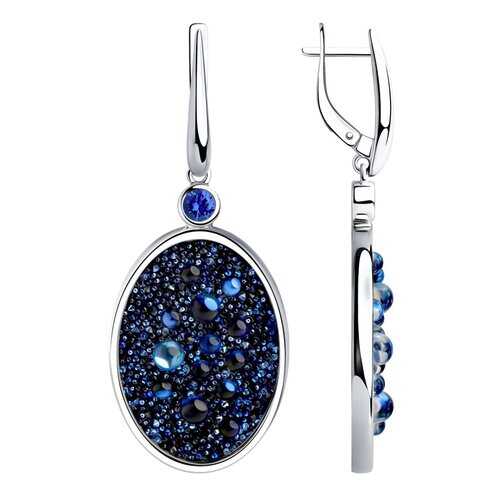 Серьги SOKOLOV из серебра с синими кристаллами Swarovski и фианитами 94023683 в Золла