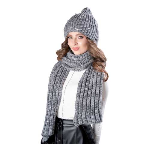Комплект (шапка+шарф) женский Jagga 1368 серый ONE SIZE в Золла